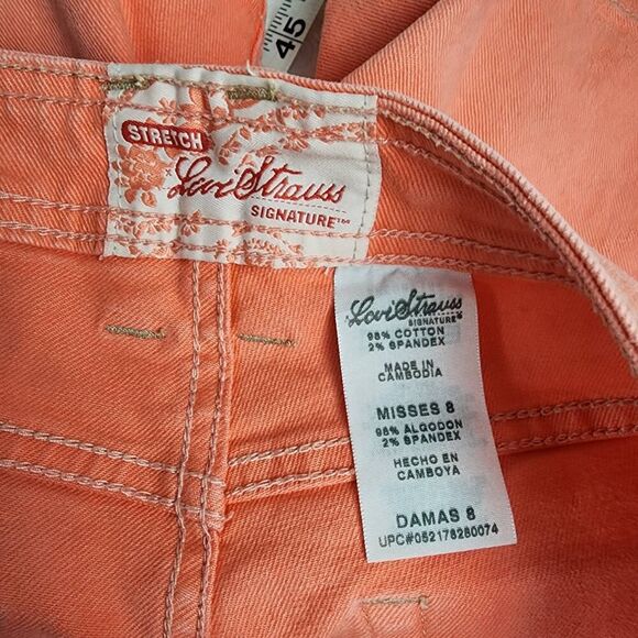 Levi's Strauss Signature Denim Shorts Salmon Pink Size 8 - Picture 3 of 6